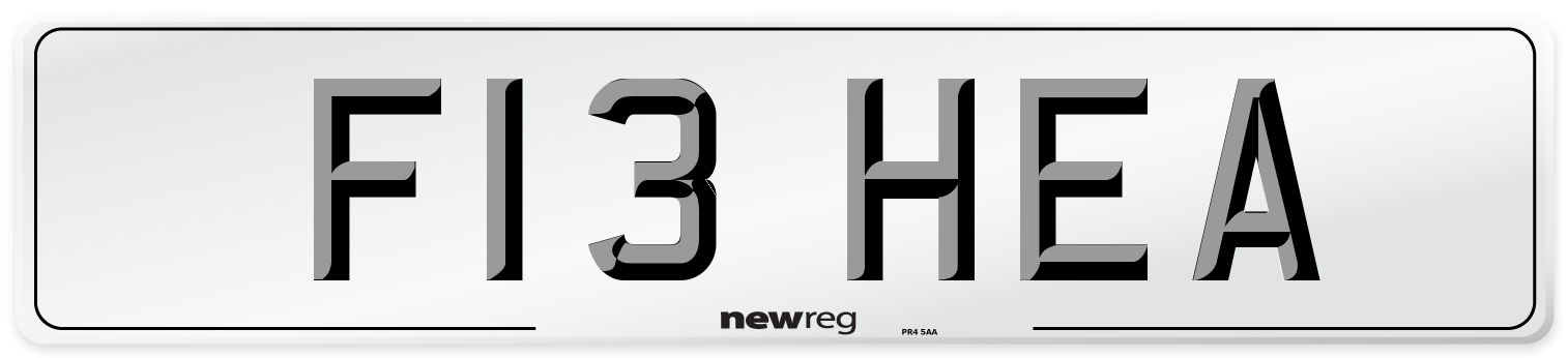 F13 HEA Number Plate from New Reg